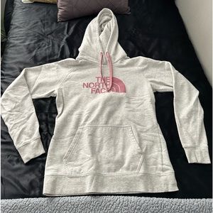 The North Face white with pink hoodie used